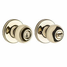 Kwikset 94002-546 Polo Entry Knob featuring SmartKey in Polished Brass