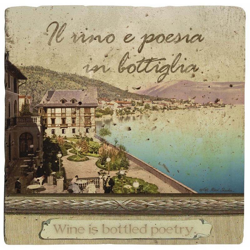 Thirstystone Ambiance Travertine Coaster, Multicolored, Italian Inspirations Bottled Poetry