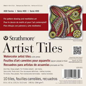 Strathmore 105-973 400 Series Watercolor Artist Tiles, Cold Press 6"x6", 10 Sheets