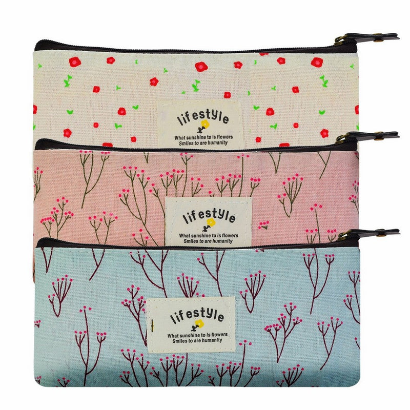 Miayon Countryside Flower Floral Pencil Pen Case Cosmetic Makeup Bag Set of 3 by Miayon