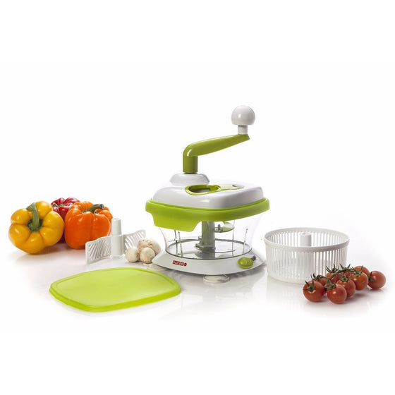 Original MASTER SLICER, BPA Free - Manuel Food Processor, Mandoline Slicer, Spinner Chopper Dicer for Fruits, Herbs, Lettuce, Salsas, Salad & Foods - w/ Turbo Peeler