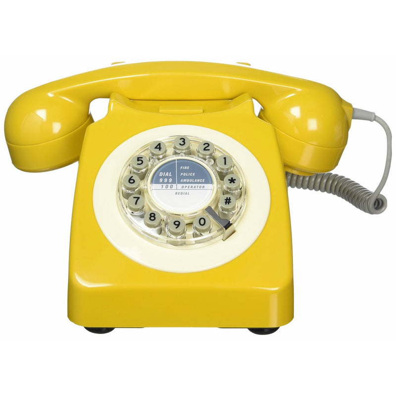 Wild Wood Rotary Design Retro Landline Phone for Home, English Mustard