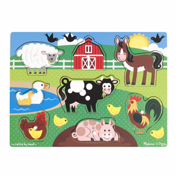 Melissa & Doug Farm Wooden Peg Puzzle (8 pcs)