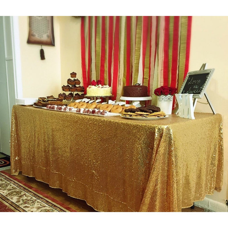 BalsaCircle TRLYC 60x102 Sequin RECTANGULAR Tablecloth - Gold