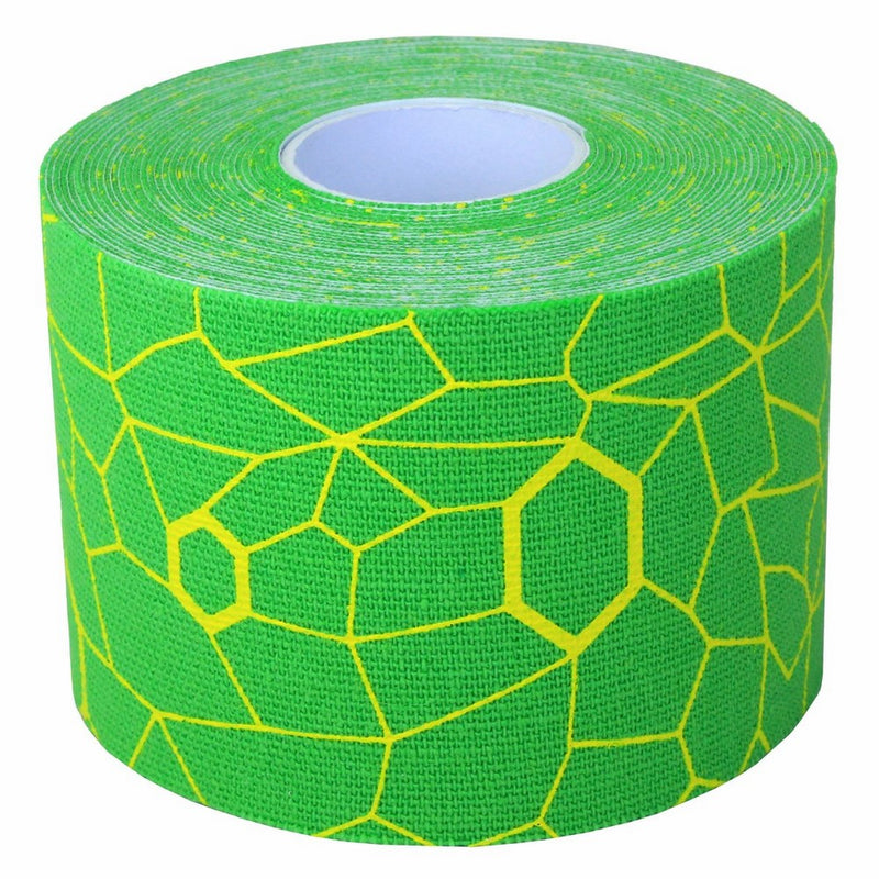 TheraBand Kinesiology Tape, Waterproof Physio Tape for Pain Relief, Support, & Injury Recovery, Standard Roll with XactStretch Application Indicators, 2 Inch x 16.4 Foot Roll, Electric Green/Yellow