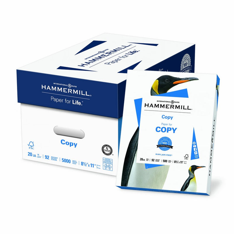 Hammermill Paper, Copy Paper Poly Wrap, 20lb, 8.5 x 11, Letter, 92 Bright, 5,000 Sheets/10 Ream Case (150010C) Made In The USA