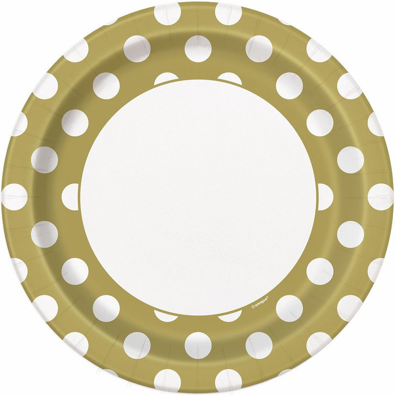 Gold Polka Dot Paper Plates, 8ct