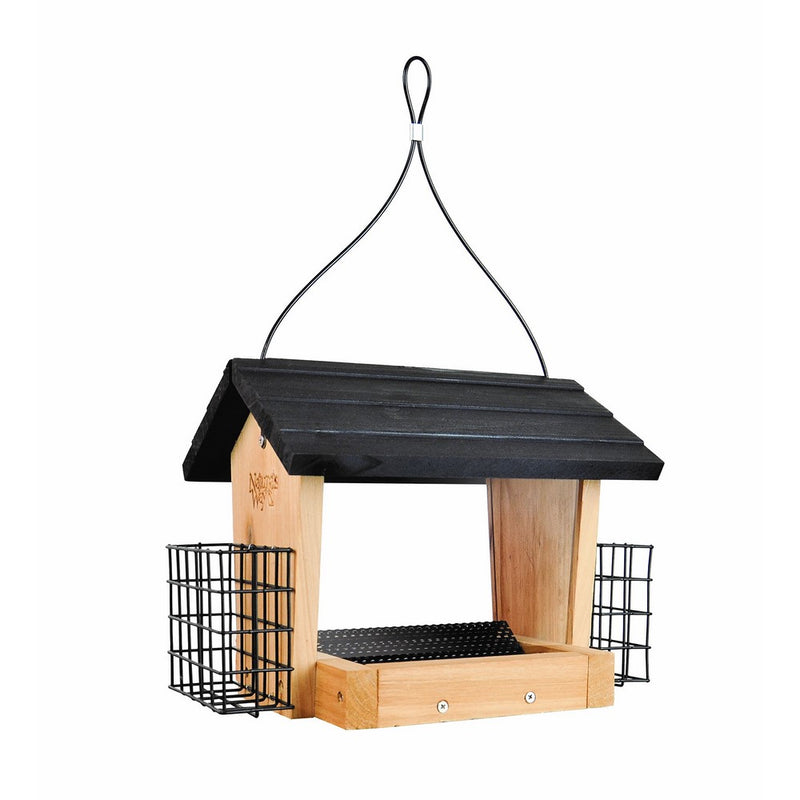 Nature's Way CWF28 Cedar 3 quart Hopper Bird Feeder with Suet, 10 x 25.5 x 18