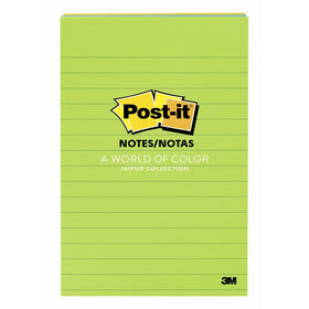 Post-it Notes, 4 in x 6 in, Jaipur Collection, Lined, 3 Pads/Pack, 100 Sheets/Pad (660-3AU)
