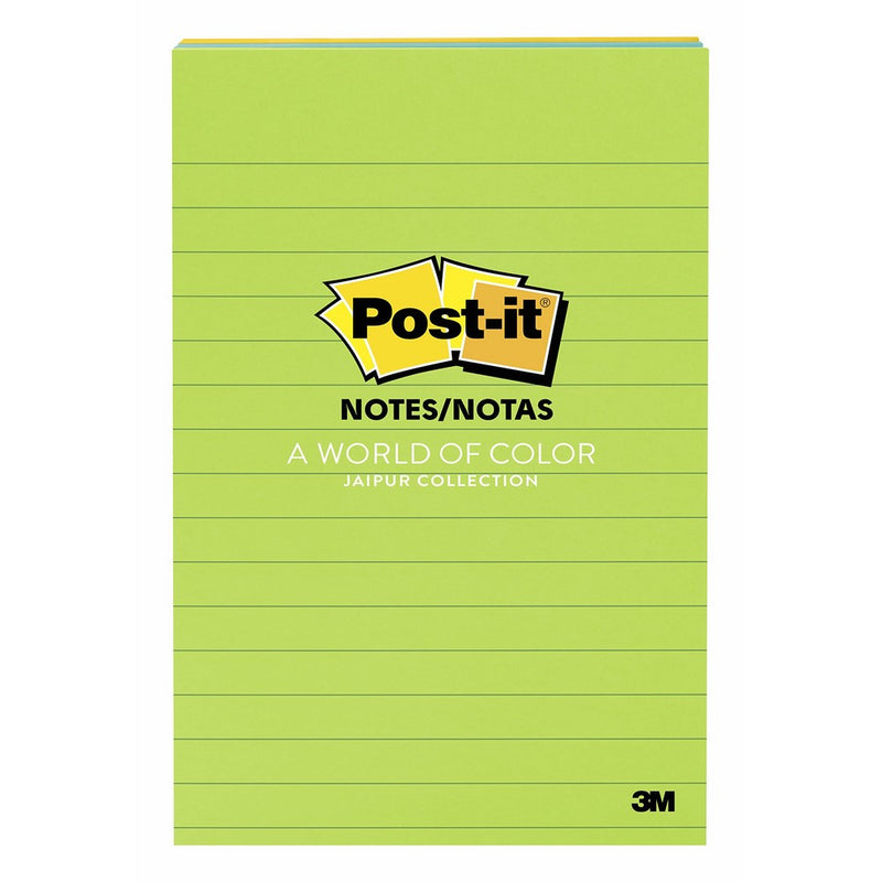 Post-it Notes, 4 in x 6 in, Jaipur Collection, Lined, 3 Pads/Pack, 100 Sheets/Pad (660-3AU)