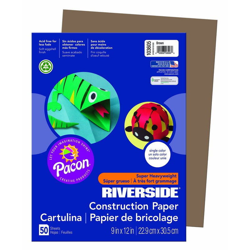 Riverside 3D Construction Paper, Brown, 9" x 12", 50 Sheets