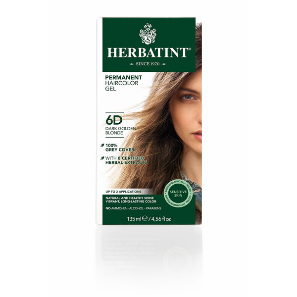 Herbatint Permanent Herbal Haircolor Gel, Dark Golden Blonde 6D, 4.56 Ounce