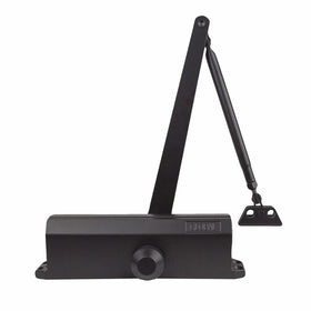 Global Door Controls Compact Commercial Door Closer in Duronotic with Adjustable Spring Tension - Sizes 1-4