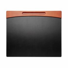 Rolodex Wood and Faux Leather Desk Pad, Mahogany and Black (81769)