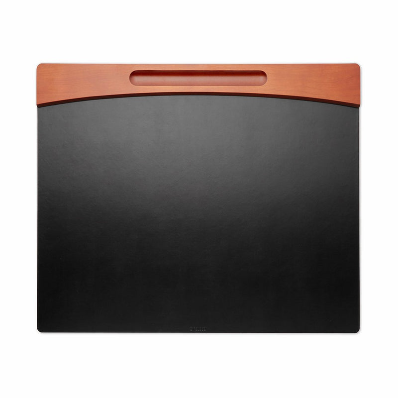Rolodex Wood and Faux Leather Desk Pad, Mahogany and Black (81769)