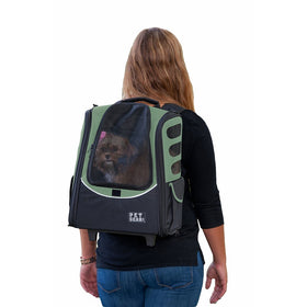 Pet Gear I-GO2 Roller Backpack, Travel Carrier, Car Seat for Cats/Dogs, Mesh Ventilation, Included Tether, Telescoping Handle, Storage Pouch