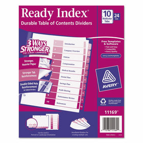 Avery Ready Index Table of Contents Dividers, 10-Tab Set, 24 Sets (11169)