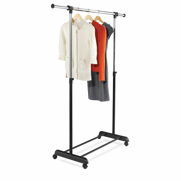 Honey-Can-Do GAR-01124 Expandable Bar Garment Rack, Chrome/Black