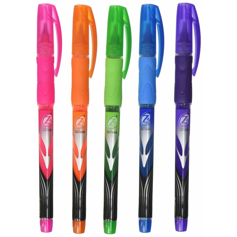 Bic Roller Pen, Rubber Grip, 0.7mm, 5/Pack, Assorted Barrel/Ink (BICZ4FP51AST)