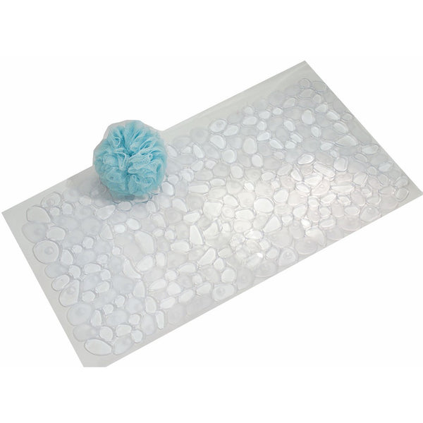 InterDesign Pebblz Non-Slip Suction Bath Mat – Mat for Shower or Tub, Clear