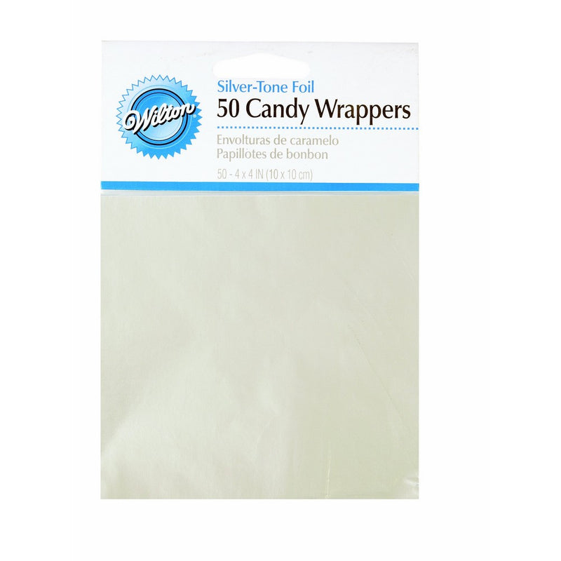 Wilton Foil Candy Wrappers, 4 by 4-Inch, Silver, 50/Pack
