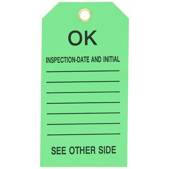Brady 86682 5-3/4" Height, 3" Width, B-853 Cardstock, Black On Green Color Scaffolding Tag (Pack Of 100)