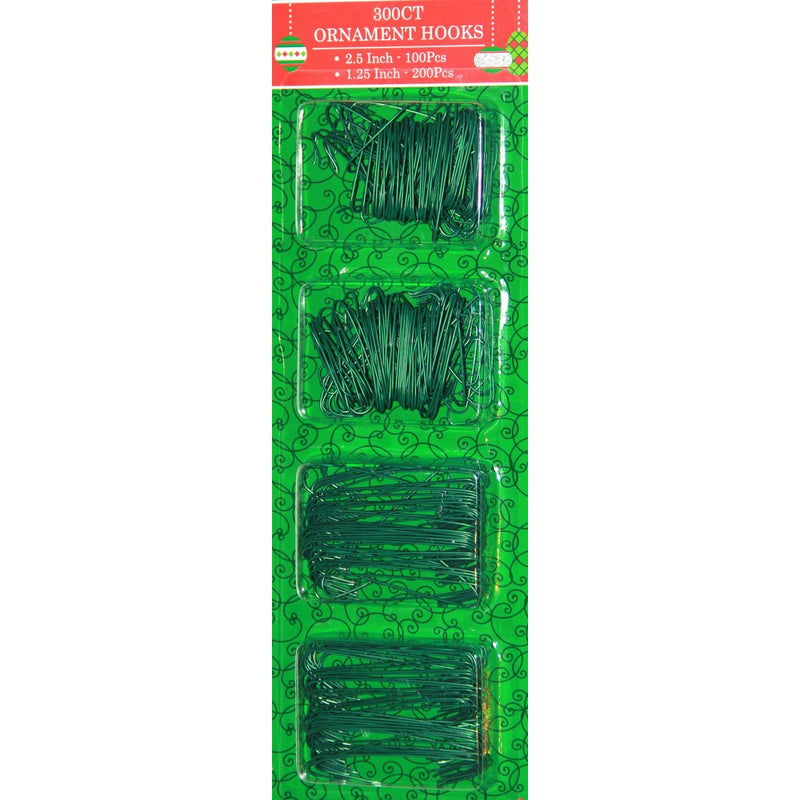 300 Count Holiday Ornament Hooks Green
