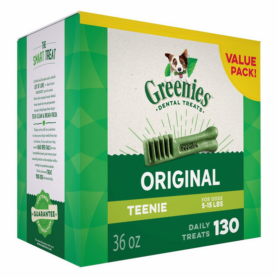 Greenies Original TEENIE Dental Dog Treats, 36 oz. Pack (130 Treats)