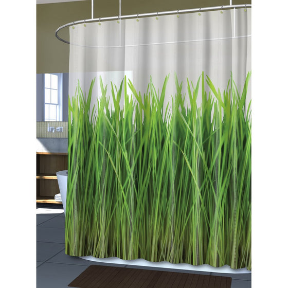 SPLASH Home EVA 5G Shower curtain Liner Design for Bathroom Shower and Bathtubs - Free of PVC Chlorine and Chemical Smell - Non-Toxic and Eco-Friendly - 100% Waterproof - Grass Green