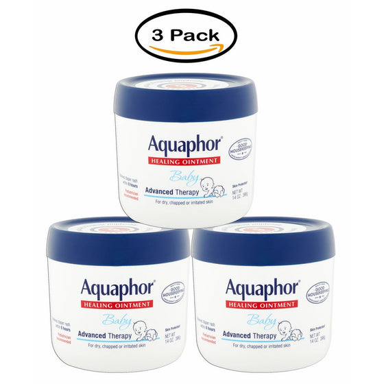 Aquaphor Baby Healing Ointment, Advanced Therapy 14 oz (Pack of 3)