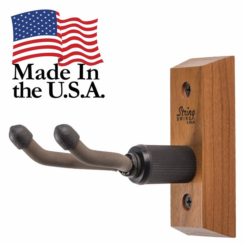 Ukulele Hanger Wooden Wall Mount Made in the USA or Mandolin Hanger - Cherry Hardwood - by String Swing CC01UK-C
