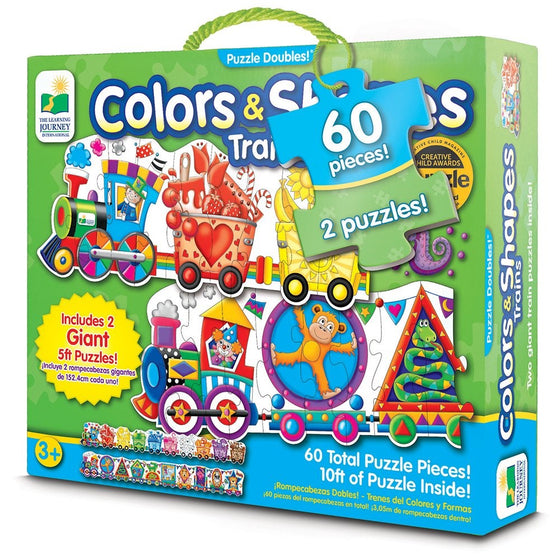 The Learning Journey Puzzle Doubles - Giant Colors and Shapes Train Floor Puzzles - 10 ft of Puzzles Inside