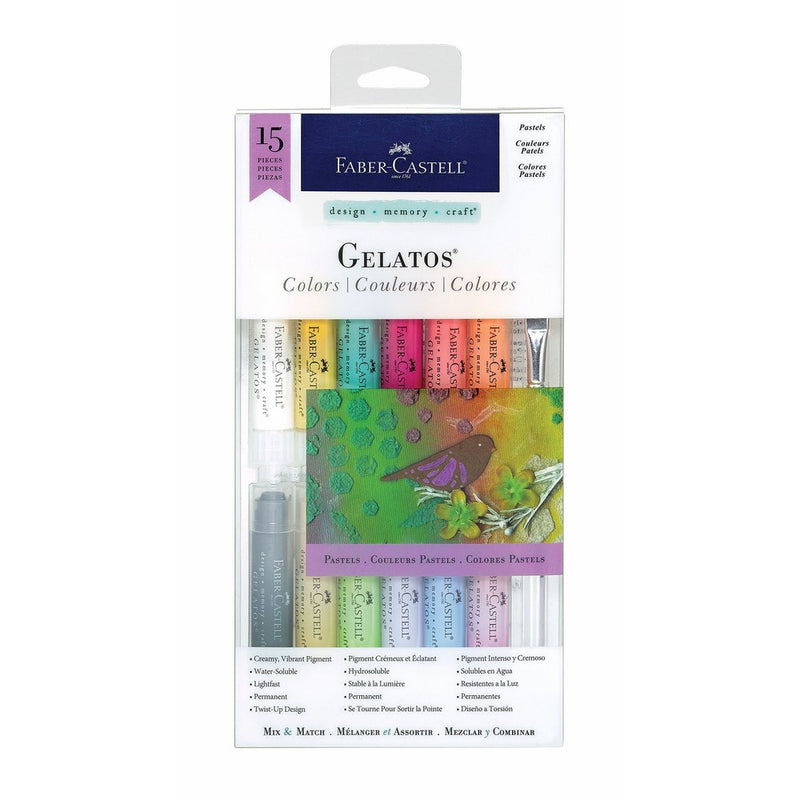 Faber Castell Gelatos Pastels Color Set, 15 Pastel Colors - Multi-Purpose Art Medium