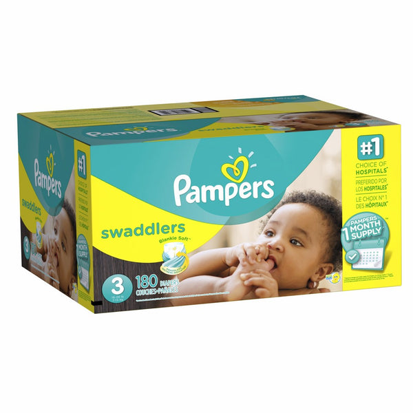 Pampers Swaddlers Disposable Diapers Size 3, 180 Count, ONE MONTH SUPPLY