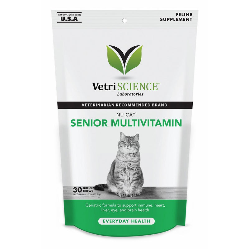 VetriScience Laboratories NuCat Senior MultiVitamin for Cats, 30 Bite Sized Chews