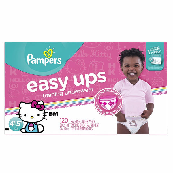 Pampers Easy Ups Training Pants Pull On Disposable Diapers for Girls Size 6 (4T-5T), 120 Count, ONE MONTH SUPPLY