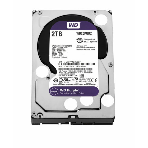 WD Purple 2TB Surveillance Hard Disk Drive - 5400 RPM Class SATA 6 Gb/s 64MB Cache 3.5 Inch - WD20PURZ