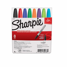 Sharpie 30078 Permanent Markers, Fine Point, Classic Colors, 8 Count