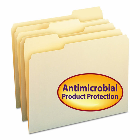 Smead File Folder with Antimicrobial Product Protection, 1/3-Cut Tab, Letter Size, Manila, 100 per Box (10338)