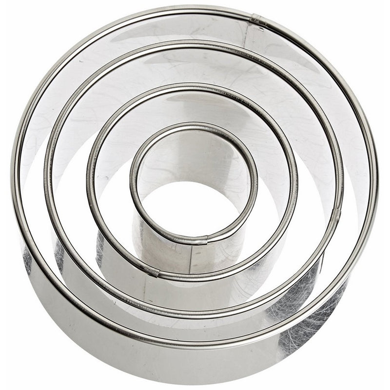 Ateco 1440 Plain Edge Round Cutters in Graduated Sizes, Stainless Steel, 4 Pc Set