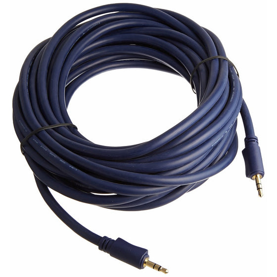 C2G 40604 Velocity 3.5mm M/M Stereo Audio Cable, Aux Cable, Blue (25 Feet, 7.62 Meters)