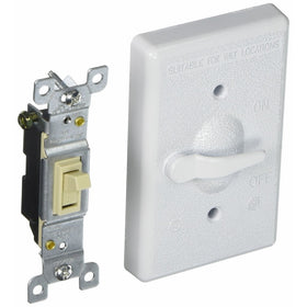 Hubbell-Bell 5121-1 1-Gang Vertical Lever Switch Weatherproof Cover, White