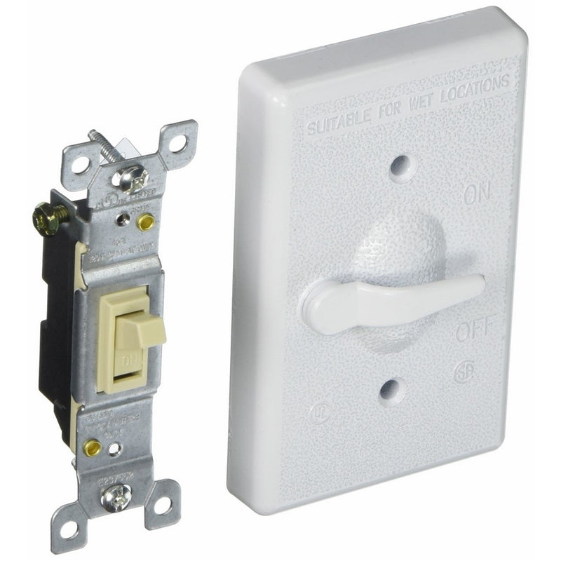 Hubbell-Bell 5121-1 1-Gang Vertical Lever Switch Weatherproof Cover, White