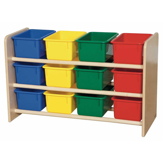 Wood Designs WD13803 See-All Storage with (12) Assorted Color Trays, 21 x 33 x 14 (H x W x D)