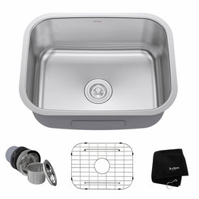 Kraus KBU12 23 inch Undermount Single Bowl 16 gauge Stainless Steel Kitchen Sink
