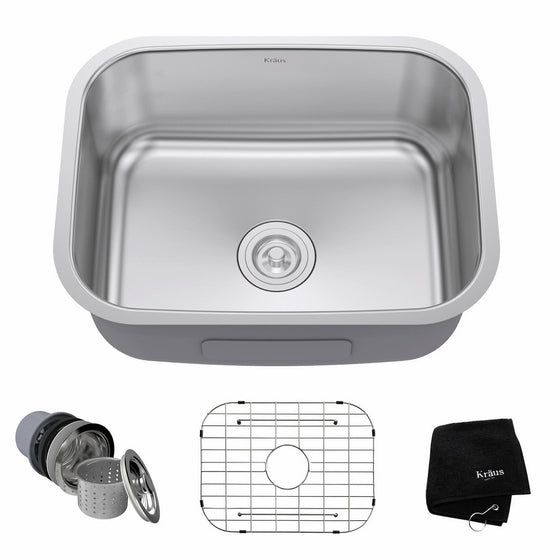 Kraus KBU12 23 inch Undermount Single Bowl 16 gauge Stainless Steel Kitchen Sink