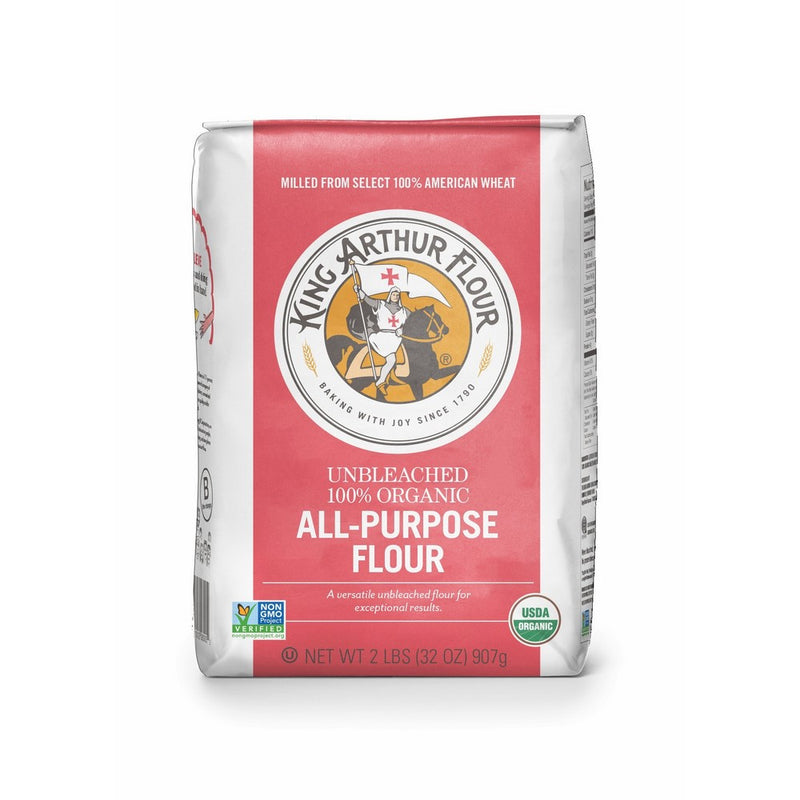 King Arthur Flour 100% Organic All-Purpose Flour, Unbleached, 2 Pound (Pack of 12)