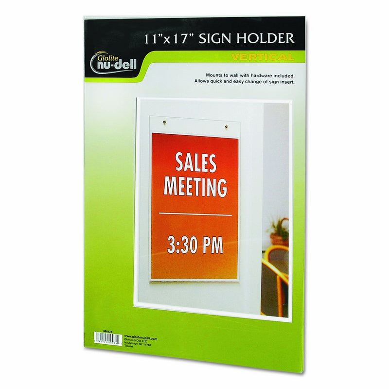 NuDell 38017Z Clear Plastic Sign Holder, Wall Mount, 11 x 17