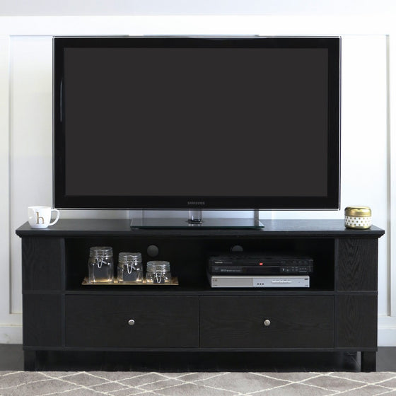 Walker Edison 58" Black Wood Storage TV Cabinet