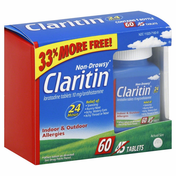 Claritin Non-Drowsy 24 Hour Indoor & Outdoor Allergy Antihistamine Tablets - 60 CT